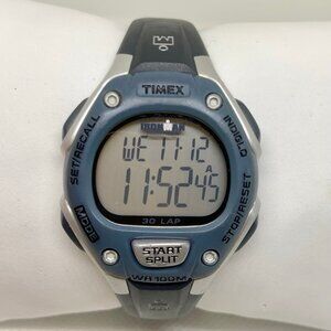 Timex Ironman Triathlon women digital watch 34mm quartz 30 lap blue silver case